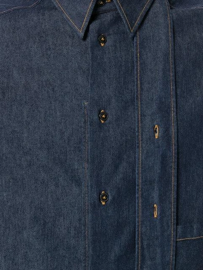 Shop Valentino Contrast Stitch Denim Shirt - Blue