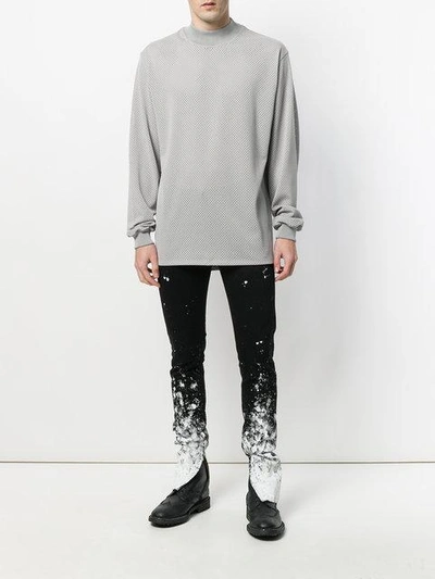 Fear Of God Skinny-fit Zip-detailed Painted Selvedge Denim Jeans In Black