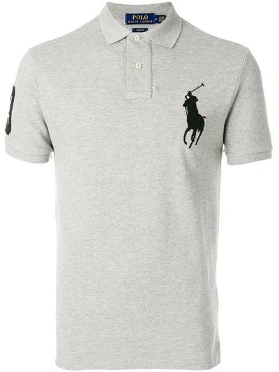 Polo Ralph Lauren Big Pony Custom Slim Fit Mesh Polo Shirt In Grey