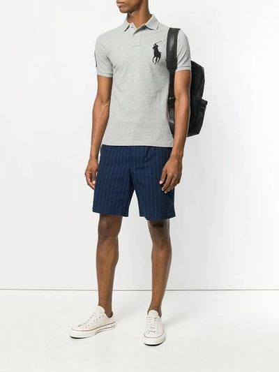 Polo Ralph Lauren Big Pony Custom Slim Fit Mesh Polo Shirt In Grey