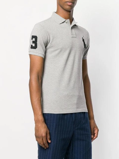 Polo Ralph Lauren Big Pony Custom Slim Fit Mesh Polo Shirt In Grey