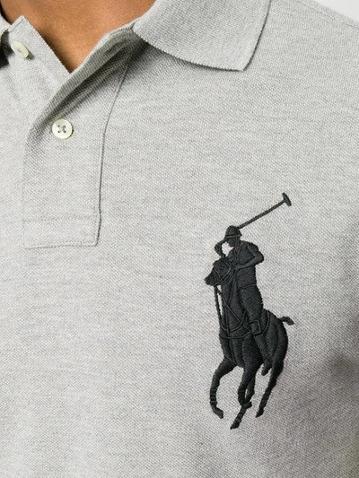 Shop Polo Ralph Lauren Embroidered Big Pony Polo Shirt In Grey