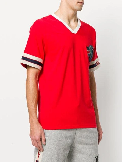 Gucci Stripe T-shirt With Wolf Head In Red | ModeSens