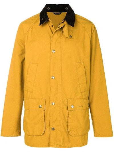 Shop Barbour Contrast Collar Bedale Jacket In Yellow