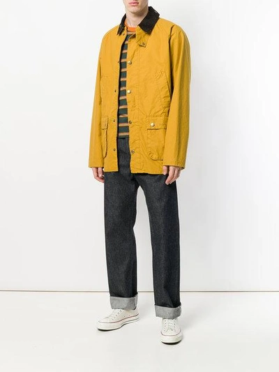 Shop Barbour Contrast Collar Bedale Jacket In Yellow