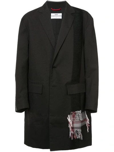 Shop Oamc Checked Detail Coat - Black