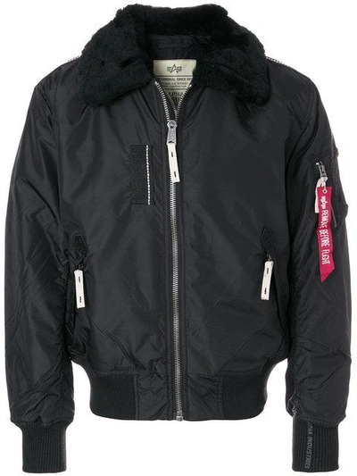 Shop Alpha Industries Fur Collar Bomber Jacket  In 03 Black