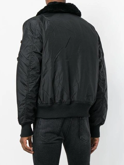 Shop Alpha Industries Fur Collar Bomber Jacket  In 03 Black