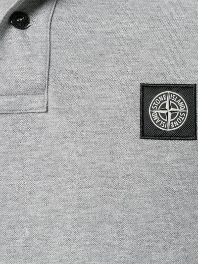 Shop Stone Island Logo Polo Shirt In Grey