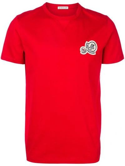 Shop Moncler Logo Patch T-shirt - Red