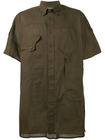 Shop Yohji Yamamoto Asymmetric Pocket Shirt - Green