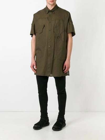 Shop Yohji Yamamoto Asymmetric Pocket Shirt - Green