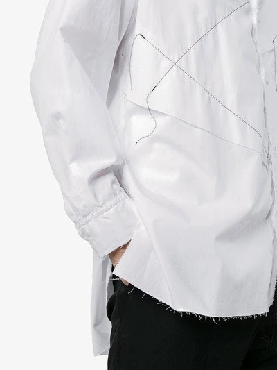 Shop Sulvam Patchwork Stitch Detail Shirt In White