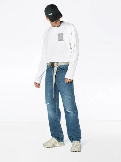 Shop Raf Simons Unknown Pleasures Long Sleeve Top In White