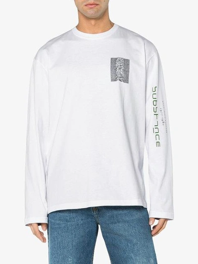 Shop Raf Simons Unknown Pleasures Long Sleeve Top In White