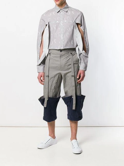 Shop Chalayan Turned Up Hem Cropped Trousers In Grey
