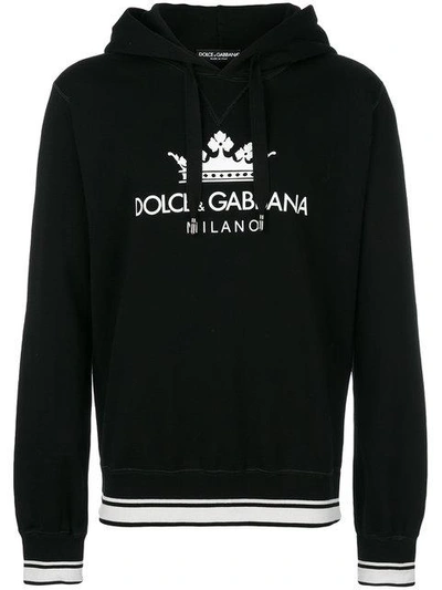 Shop Dolce & Gabbana Logo Print Hoodie - Black
