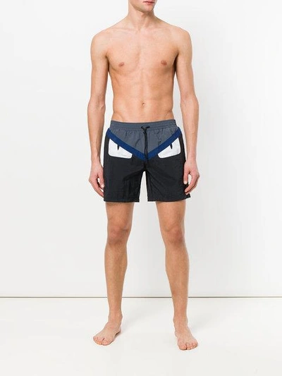 Fendi Monster Eyes Nylon Swim Shorts In Black Multi | ModeSens