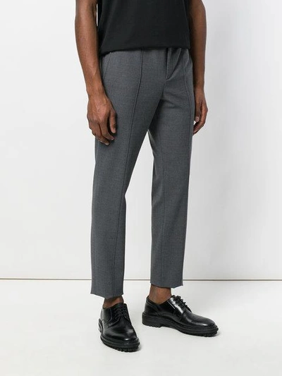 Shop Neil Barrett Cropped Tailored Track Pants - Grey