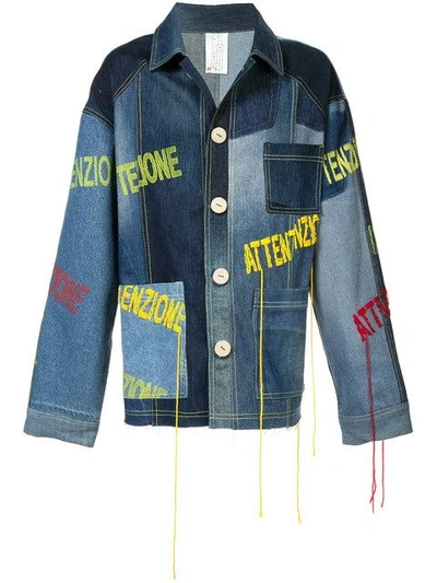 Shop Bethany Williams Attenzione Denim Jacket - Blue