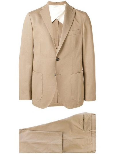 Shop Doppiaa Slim Single Breasted Suit - Brown