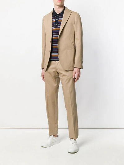 Shop Doppiaa Slim Single Breasted Suit - Brown