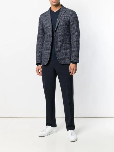 John Smedley Navy Blue V-neck Sweater In Blue