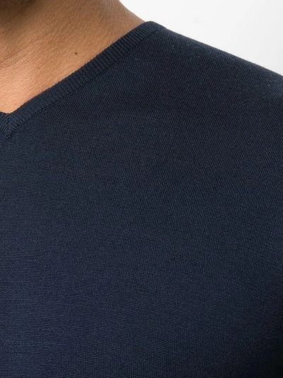 John Smedley Navy Blue V-neck Sweater In Blue
