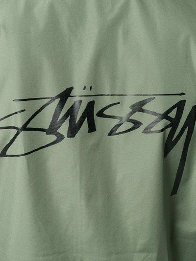 Shop Stussy Logo Print Shirt Jacket - Green