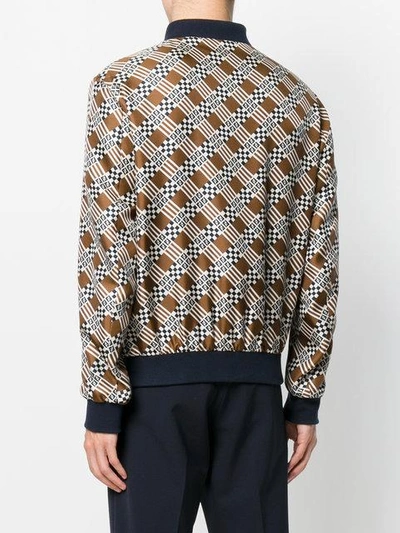 Shop Fendi Geometric Print Bomber Jacket In Brown