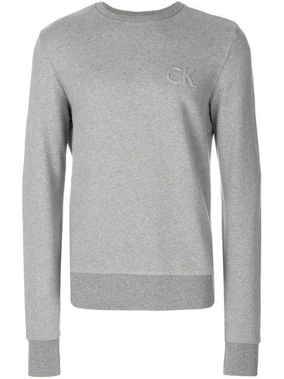 Shop Calvin Klein Jeans Logo Sweatshirt - Grey