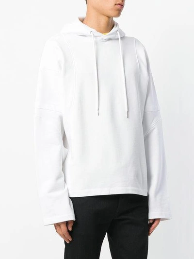 Shop Helmut Lang Paneled Sleeve Hoodie In White