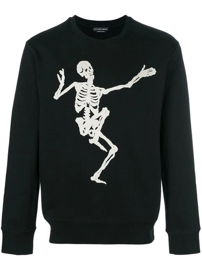 Shop Alexander Mcqueen Funny Bones Sweatshirt In Black