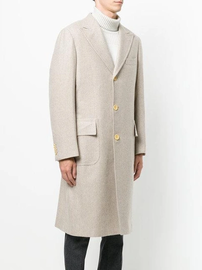 Shop Kiton Cashmere Coat In Neutrals