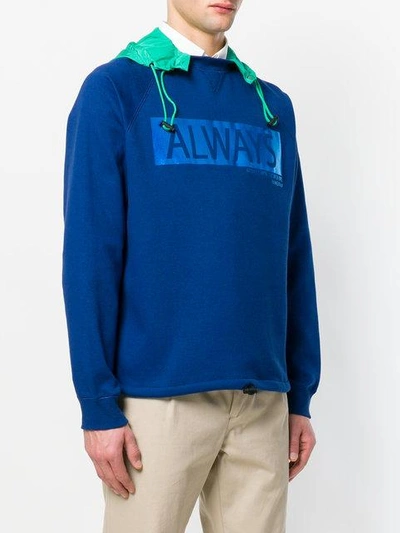 Shop Valentino Always Hooded Sweatshirt In Blue
