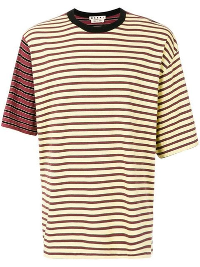 Shop Marni Contrast Striped T-shirt - Yellow & Orange
