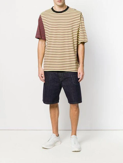 Shop Marni Contrast Striped T-shirt - Yellow & Orange