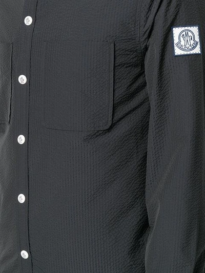Shop Moncler Cropped Shirt Jacket In Blue