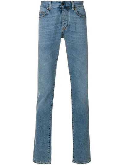 Shop Saint Laurent Straight Leg Jeans In Blue