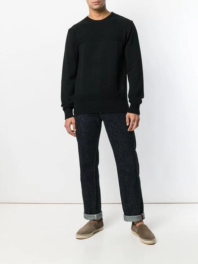 Shop Dondup Ribbed Panel Sweater In Black