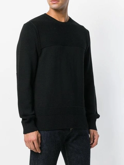Shop Dondup Ribbed Panel Sweater In Black
