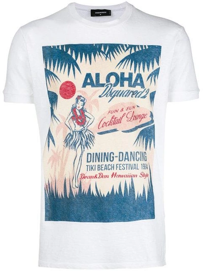 Shop Dsquared2 Hawaiian Print T-shirt - White