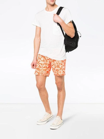 Shop Riz Boardshorts Orange Swim Shorts With Sea Print In Yellow