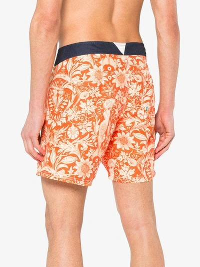Shop Riz Boardshorts Orange Swim Shorts With Sea Print In Yellow