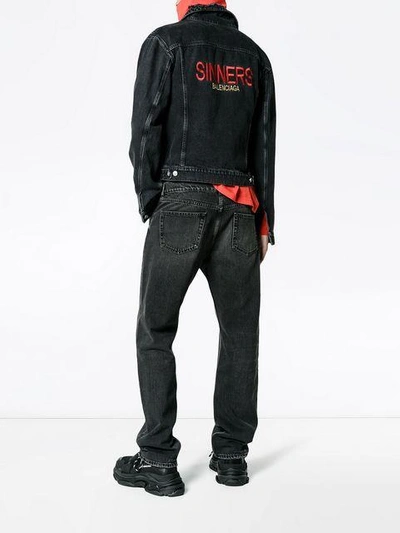 Shop Balenciaga Sinners Denim Jacket - Black