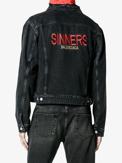 Shop Balenciaga Sinners Denim Jacket - Black