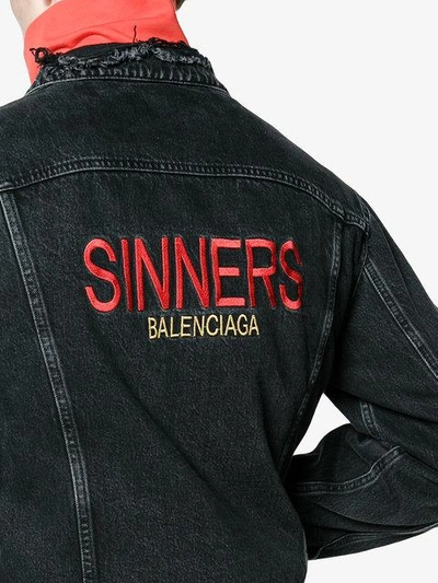 Shop Balenciaga Sinners Denim Jacket - Black