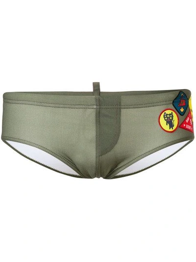 Shop Dsquared2 Patch Swim Shorts In Green