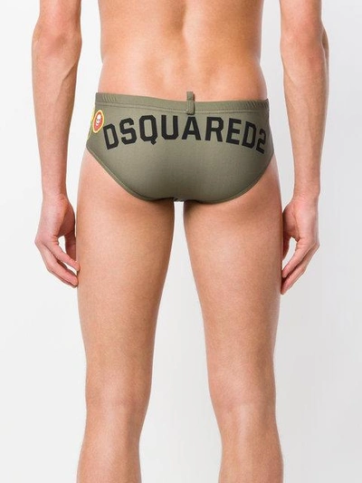 Shop Dsquared2 Patch Swim Shorts In Green