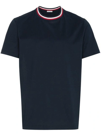 Shop Moncler Contrast Collar Short Sleeve T Shirt